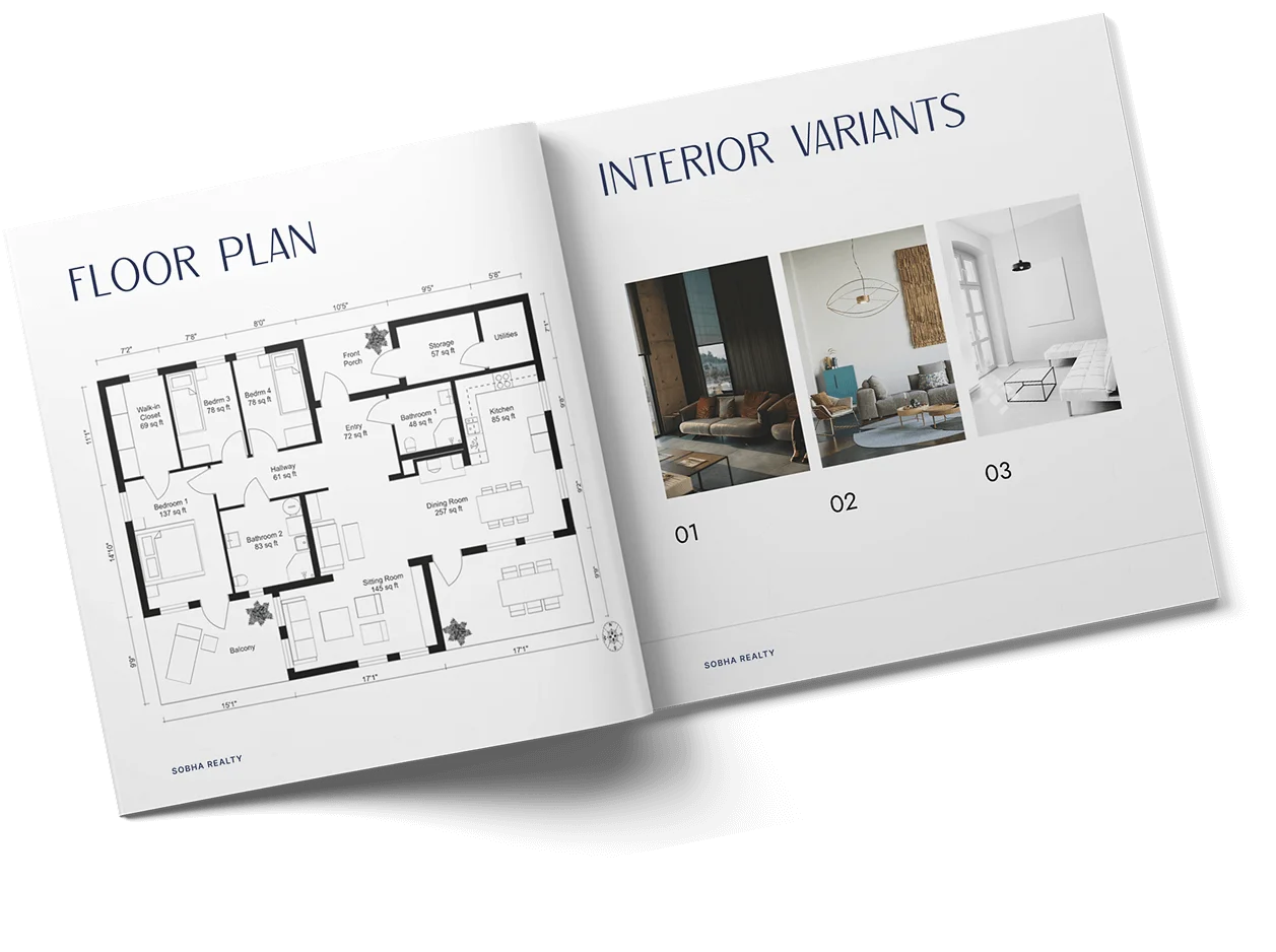 Developer catalogue with floor plan and interior variants